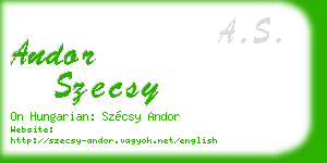 andor szecsy business card
